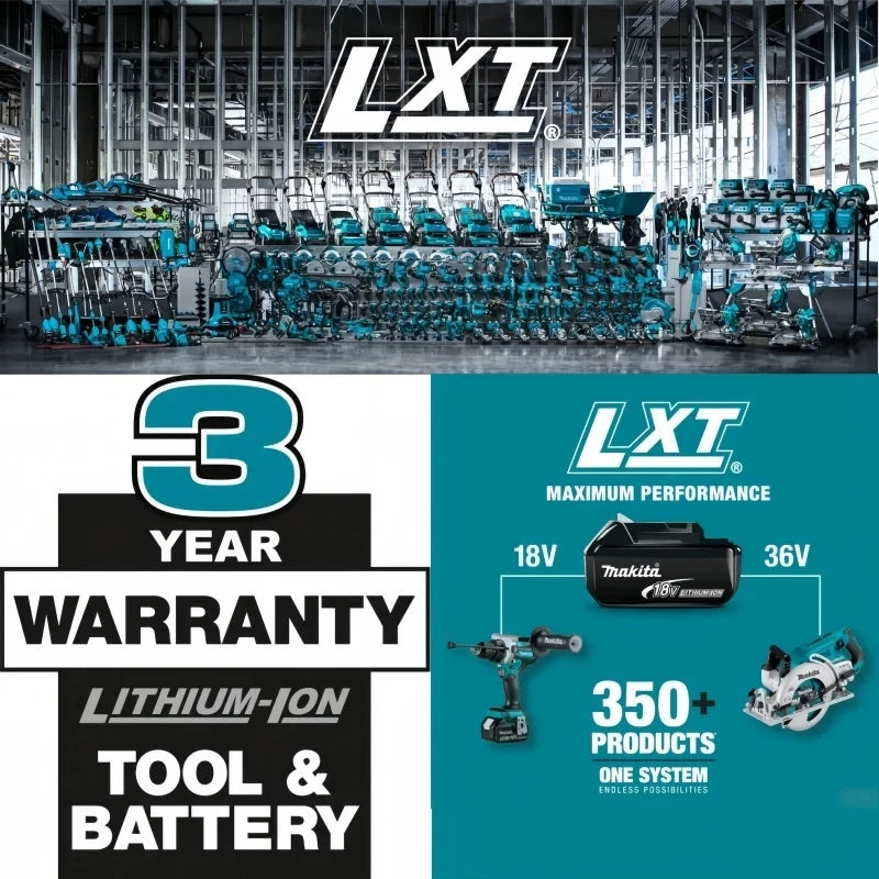 Makita BL1860 battery info packaging, blue and black warranty details
