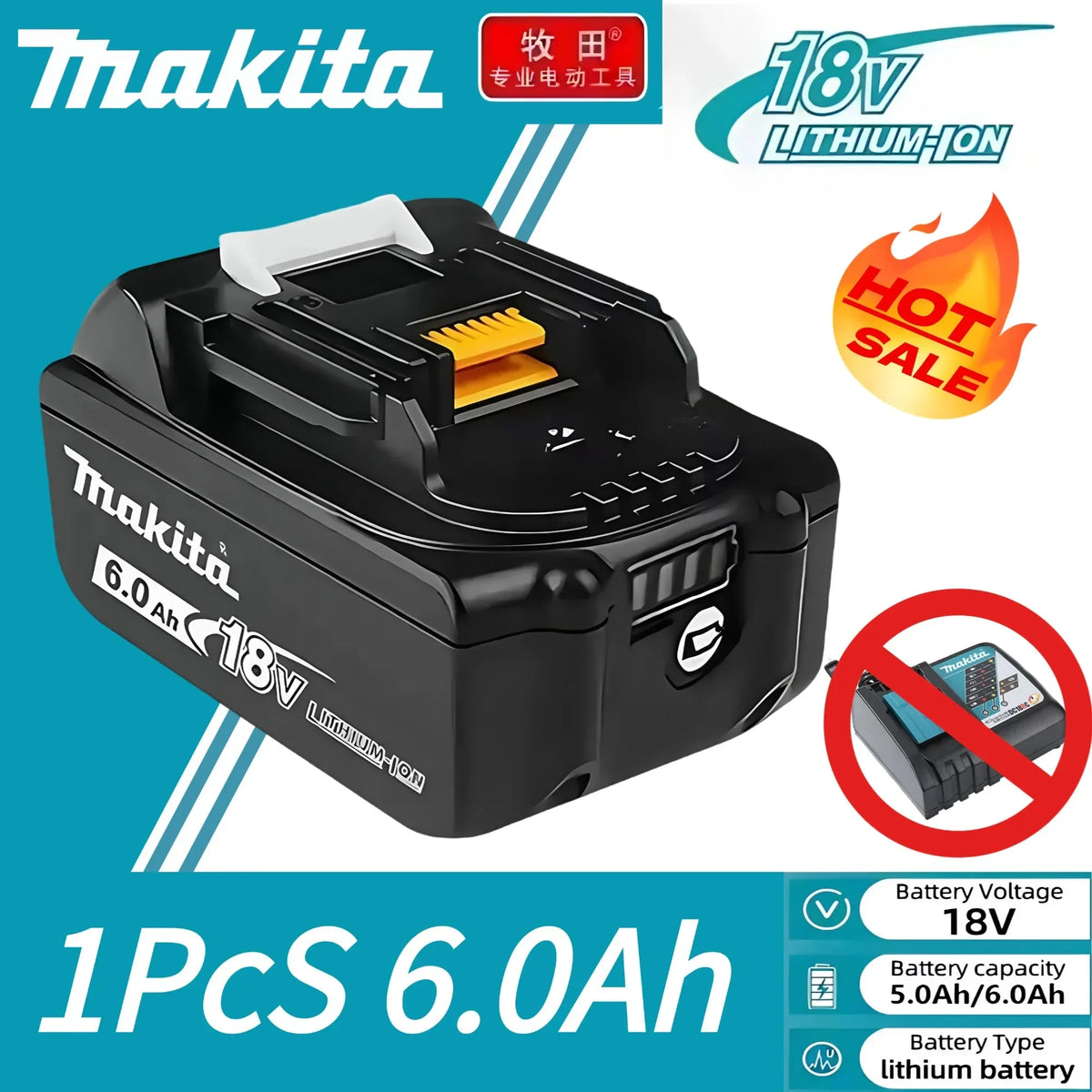 Makita battery pack packaging, black blue orange, 3 pieces 6.0Ah
