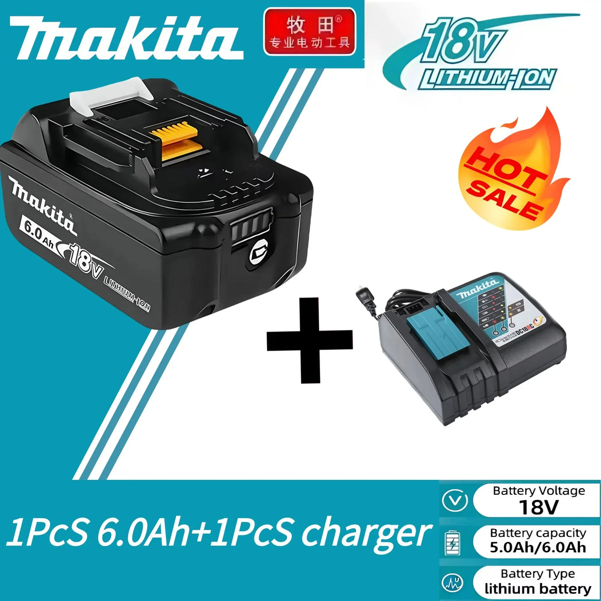 Makita slow charger packaging, black red and white, no battery