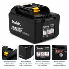 Makita 18V 9.0Ah battery in use, lifestyle shot with black and yellow