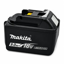 Makita 18V batteries displayed together, black packs on white