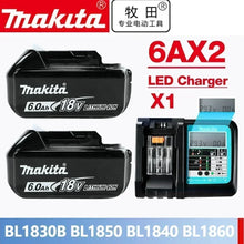 Makita 18V battery packaging with single battery, black blue, LED display