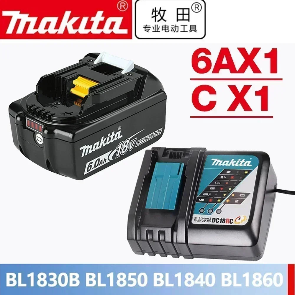Makita 18V battery and charger packaging with one battery, LED display
