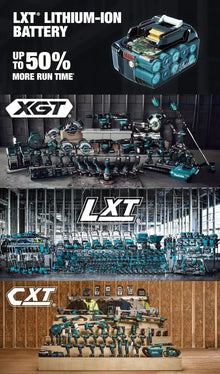 Makita charger packaging, blue and black, fast-charging compatible with Makita tools