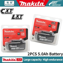 Makita 18V 6.0Ah battery packaging, red and black, high-endurance features