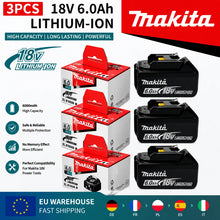 Makita power tool battery detail, high-capacity design in black and blue