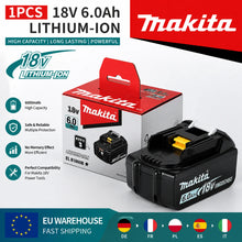 Makita 18V battery packaging, compact design in black and red