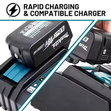 Makita BL1860 6Ah battery detail, 18V and 5.0Ah markings in black and white