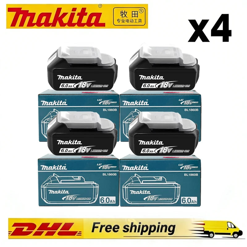 Makita BL1860 6Ah battery packaging, black and blue branding
