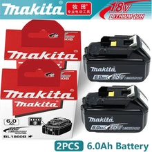 Makita BL1850 18V battery pack in red and black packaging, 6.0Ah