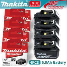 Makita BL1850 18V battery set in red and black packaging, 6Ah view