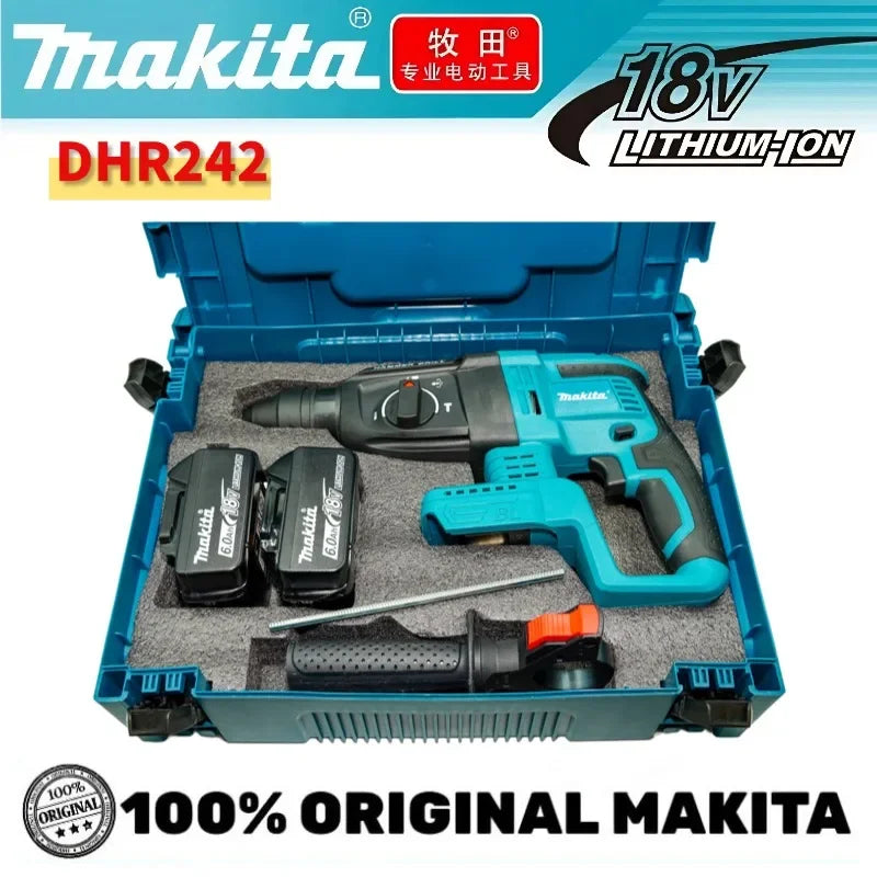 Makita DHR242 packaging, blue and black case included (packaging view)