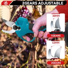 ONEVAN adjustable pruning shears detail, blue and black ergonomic handle
