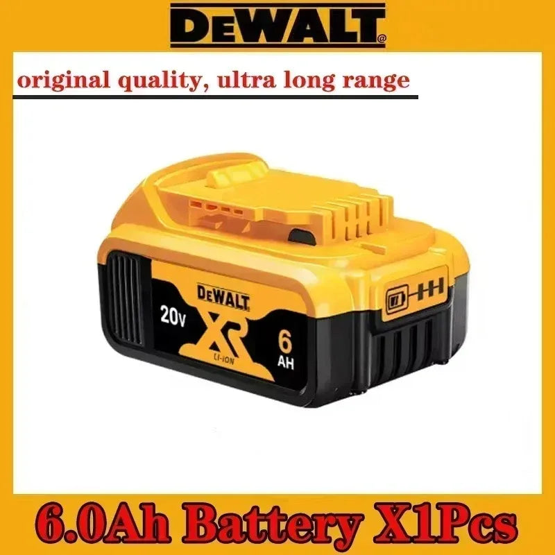 DeWalt 20V XR battery pack side view in yellow and black, original 6.0Ah
