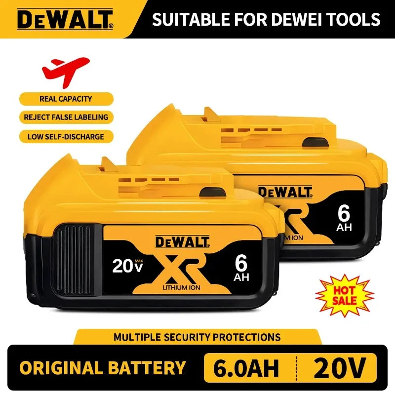 DeWalt 20V XR battery pack in yellow and black packaging, front view