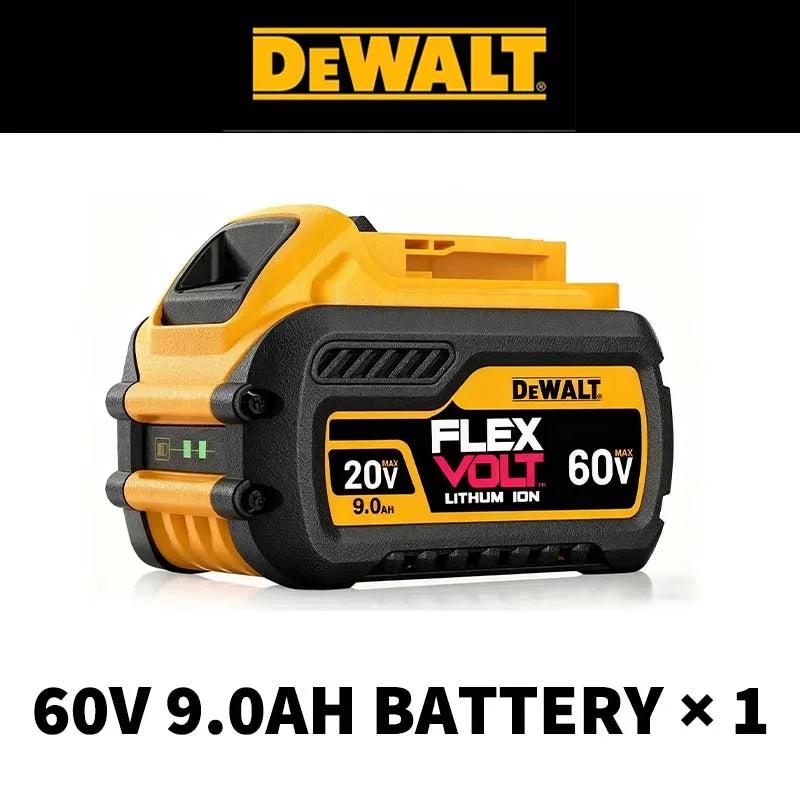 DeWalt 20V 5Ah battery pack front view, yellow and black