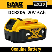 DeWALT 20V 6Ah battery packaging, yellow and black front view