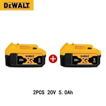 DeWalt 20V batteries front view, two pieces, 6.0Ah capacity, yellow and black
