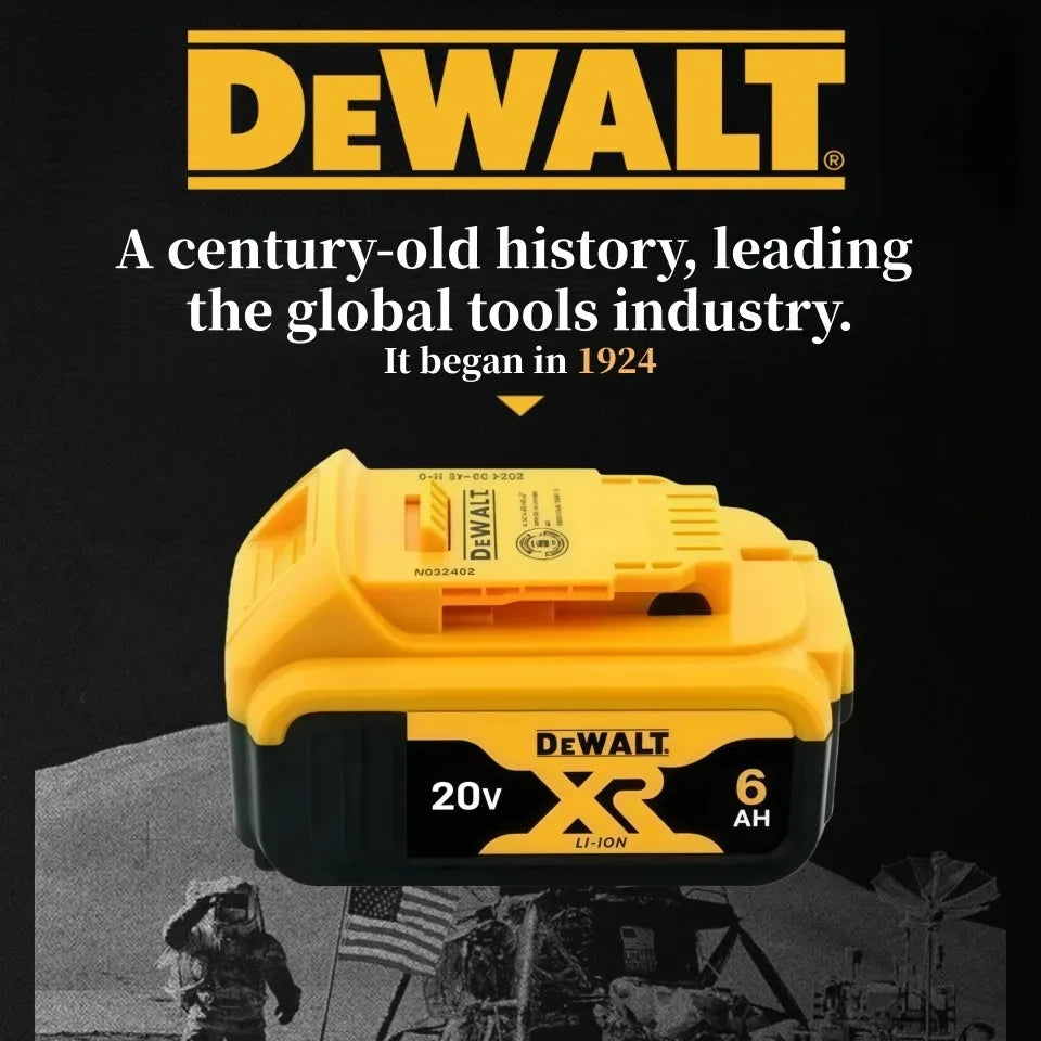 DeWalt 20V DCB206 battery pack high-capacity detail in yellow and black