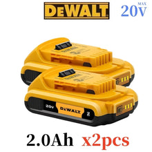 DeWalt 20V DCB206 battery packaging, yellow and black 2.0Ah set