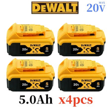 DeWalt 20V DCB206 battery packaging, yellow and black 20V 5.0Ah four-pack