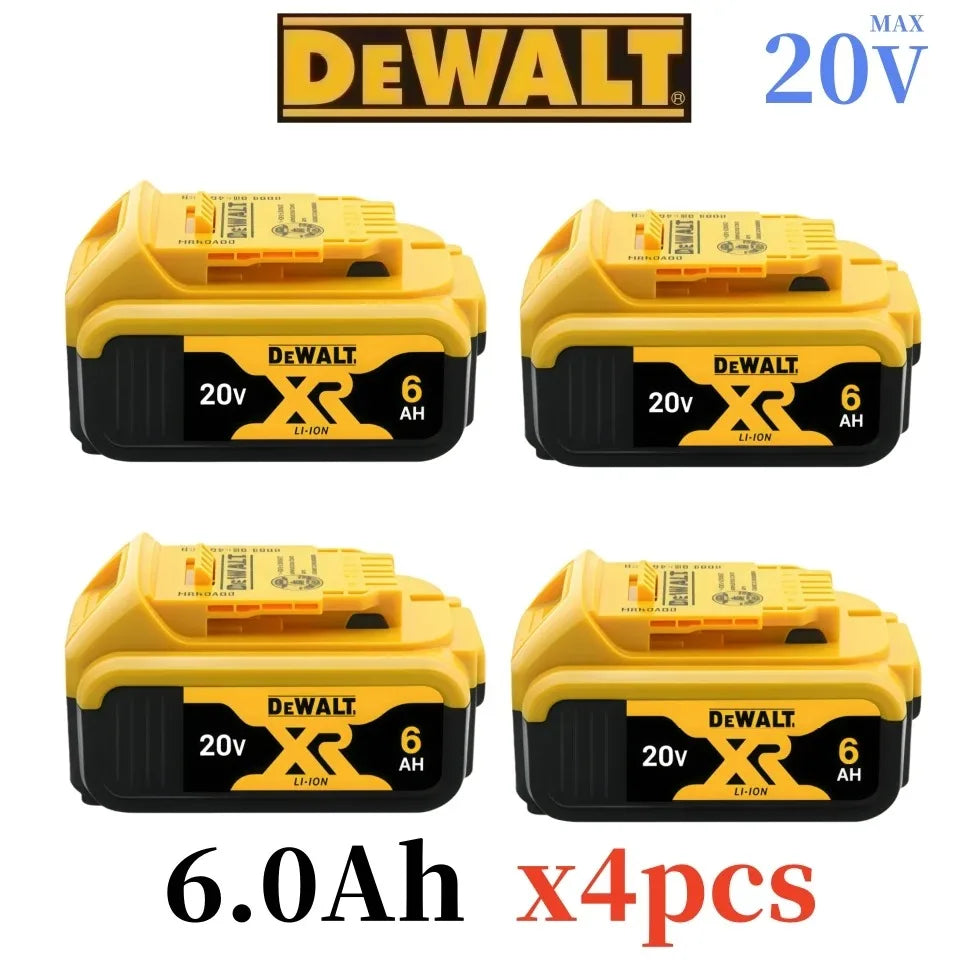 DeWalt 20V DCB206 battery packaging, yellow and black 6.0Ah four-pack