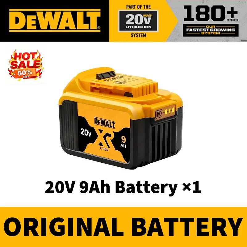 DeWalt XR 20V 5Ah battery pack packaging, yellow-black front view
