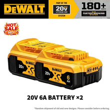 DeWalt XR 20V 6Ah battery pack x2 packaging, yellow-black front view