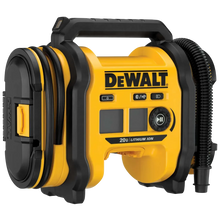DEWALT DCC020I inflator kit front view with charger, LED display detail
