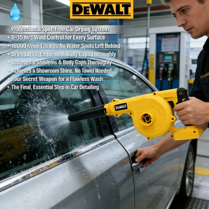 Dewalt cordless leaf blower yellow, compact lifestyle view