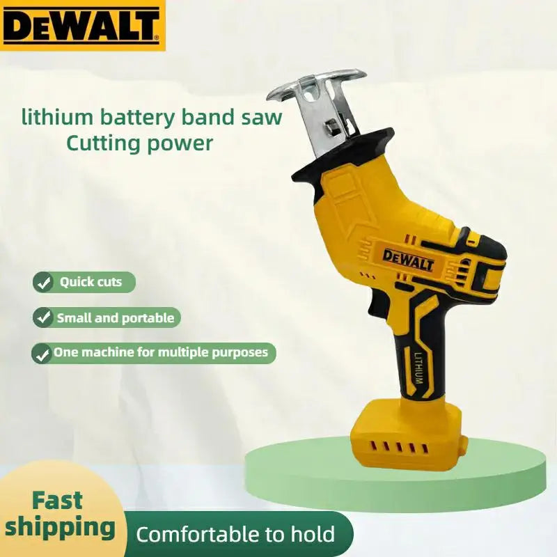 Dewalt 20V reciprocating saw packaging, yellow and black battery-powered cutting