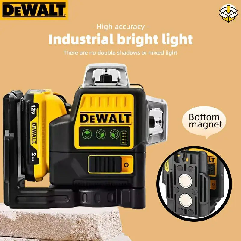DEWALT DW089LG compact design laser level, bright green light detail