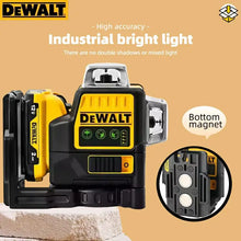 DEWALT DW089LG compact design laser level, bright green light detail
