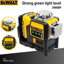 DEWALT DW089LG green laser level detail, 12 lines and strong light