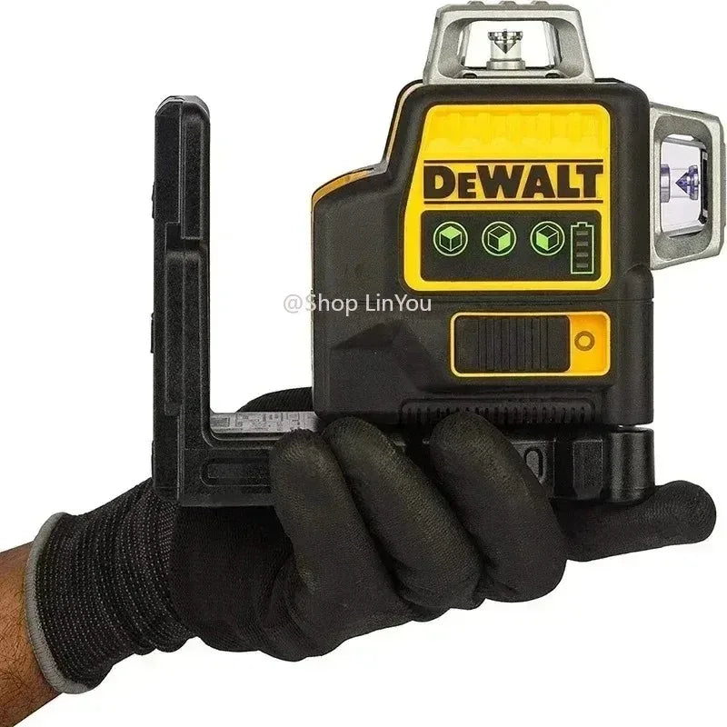 DEWALT DW089LG tripod-mount laser level, handheld projection in front view