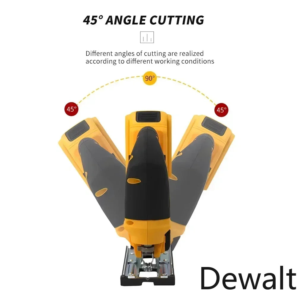 Dewalt 20V jig saw front view, brushless motor and adjustable speed (front shot)