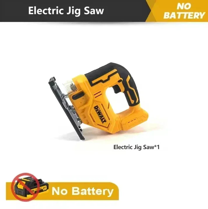 Dewalt 20V jig saw packaging, yellow-black box with no battery included (packaging shot)
