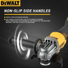 DEWALT DCG414 cordless grinder side view with adjustable handle