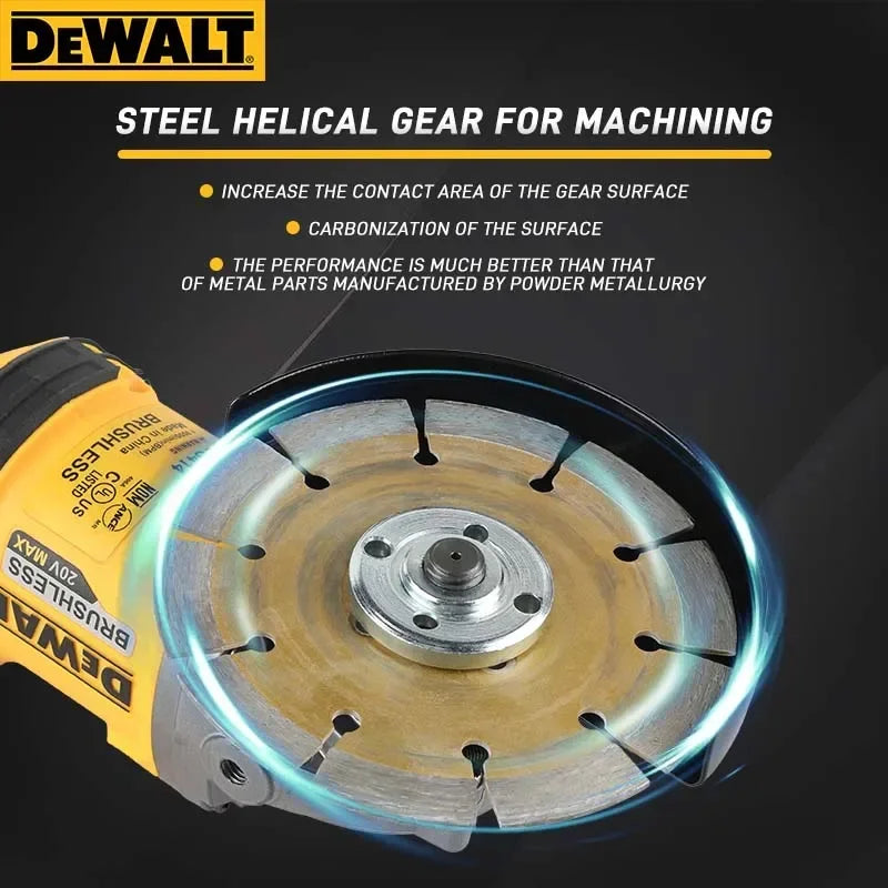 DEWALT DCG414 steel helical gear close-up detail
