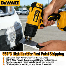 Dewalt cordless heat gun lifestyle shot, yellow and black