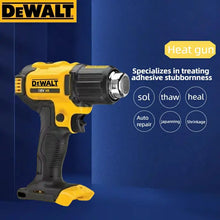 Dewalt heat gun packaging showing multiple settings, yellow and black