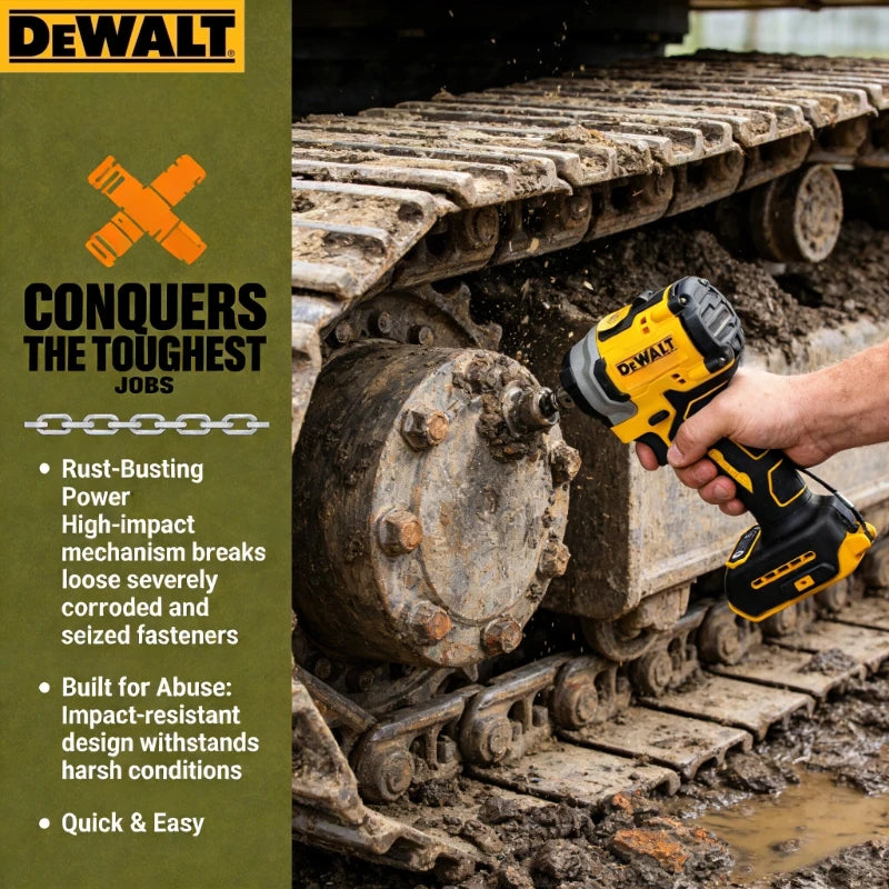 DEWALT DCF922 on machinery, yellow-black wrench with no battery included