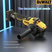 DEWALT DCG416 grinder studio shot, yellow and black brushless motor