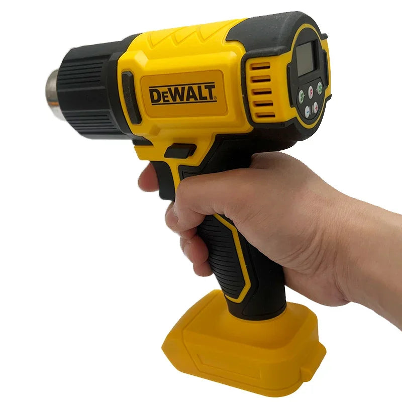 DEWALT cordless drill detail close-up in yellow and black