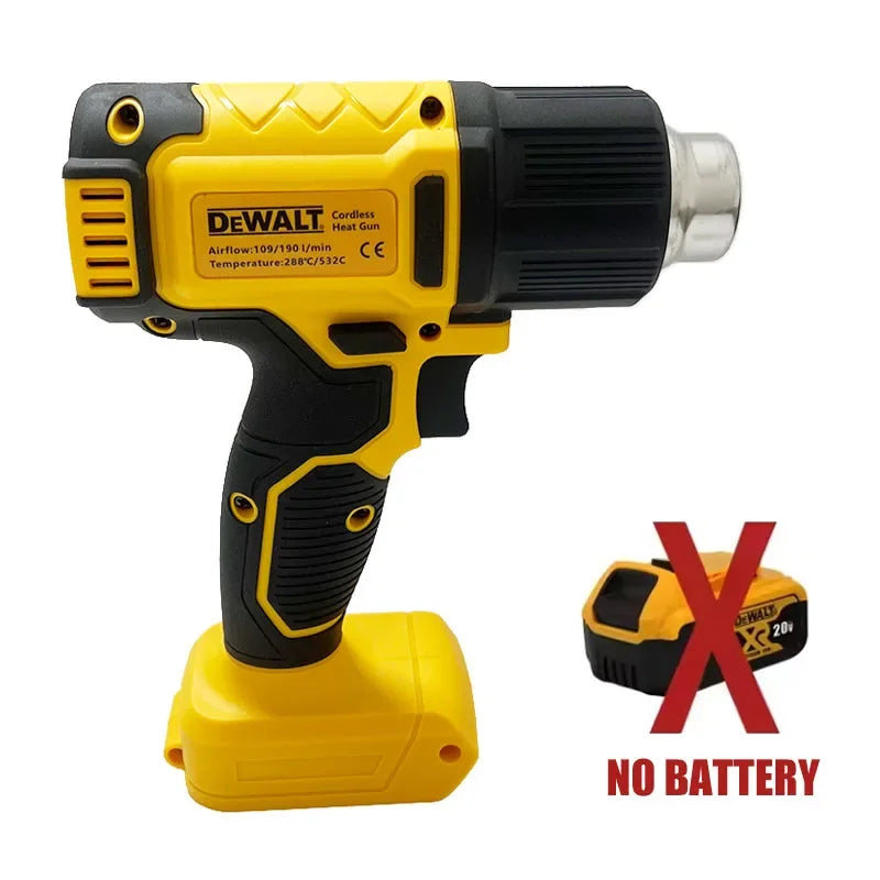 DEWALT multifunctional tools front view, yellow and black cordless mini blower