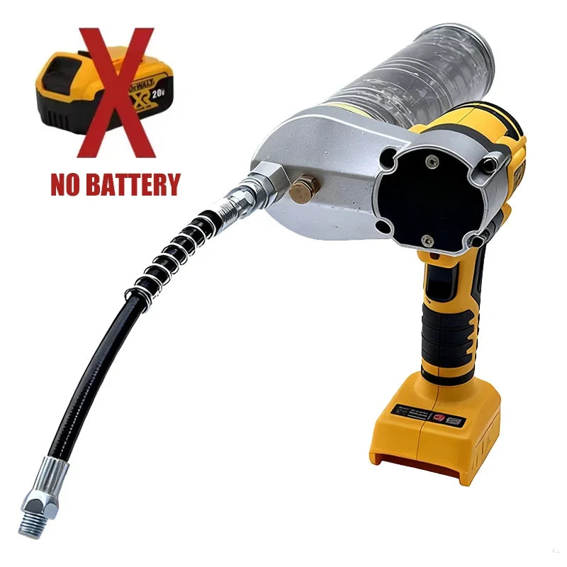 DEWALT multifunctional tools side view of yellow cordless blower with hose