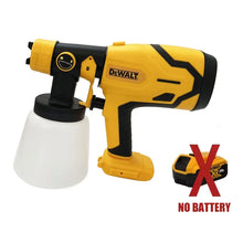 DEWALT multifunctional tools side view of yellow paint sprayer with detachable cup