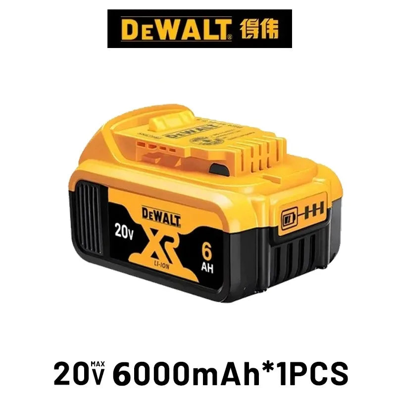 DeWalt 20V battery pack, black and yellow with 6000mAh label