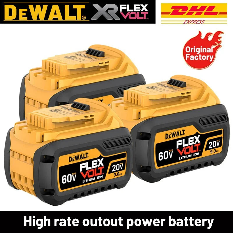 DeWalt 20V battery pack, yellow and black packaging front view