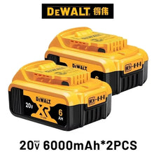 Dewalt 20V battery pack in yellow and black packaging (packaging view)